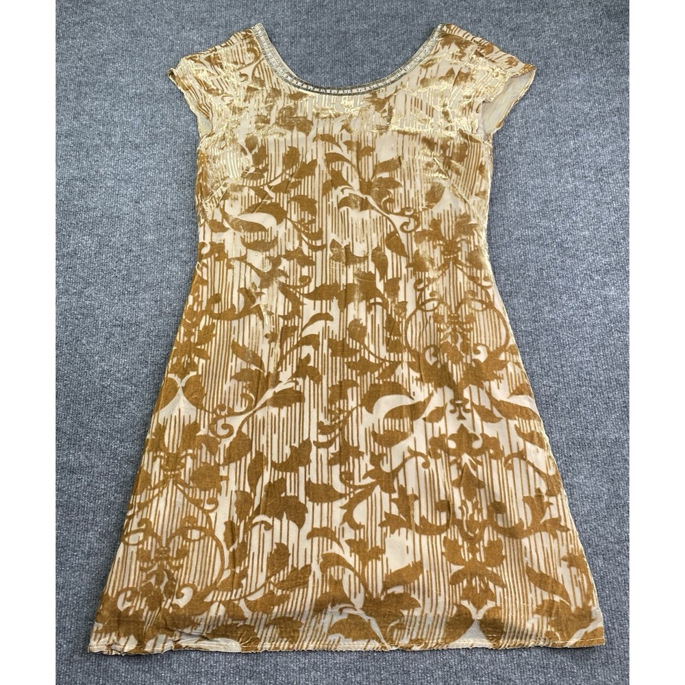Sundance Dress Women's 10 Champagne Vineyard‎ Silk Burnout Velvet Embellished - Picture 3 of 8